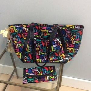 Vera Bradley rainbow vinyl tote and wallet